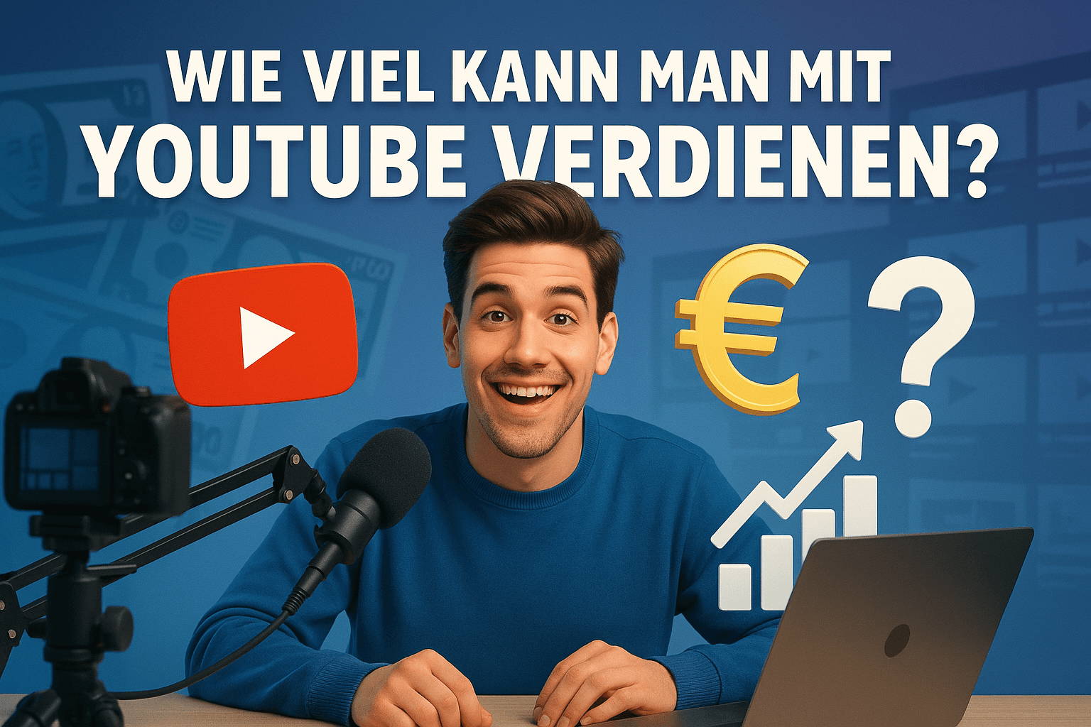 Creator YouTube davanti a una dashboard di analytics e monetizzazione